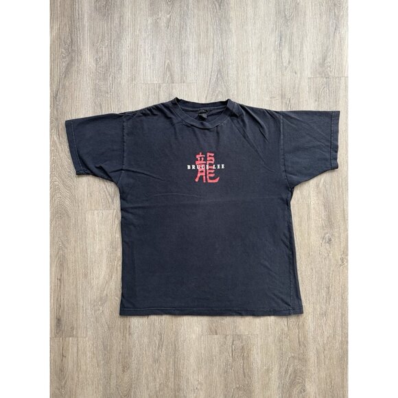 Vintage Y2K Bruce Lee Chinese Character Movie TV Martial Arts Black Shirt Rare T - Picture 1 of 12
